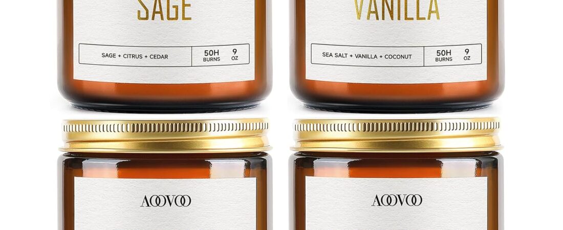 AOOVOO Scented Candles – 4PC Candle Set, 36 oz Soy Candles, Soy Candle for Home Scented, Lavender/Vanilla/Eucalyptus/Sage AOOVOO Scented Candles – 4PC Candle Set, 36 oz Soy Candles, Soy Candle for Home Scented, Lavender/Vanilla/Eucalyptus/Sage