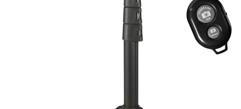 Amazon Basics 64-inch Extendable Tripod for iPhones and Smartphones, Selfie Stick Mode and Phone Tripod Mode, Black Amazon Basics 64-inch Extendable Tripod for iPhones and Smartphones, Selfie Stick Mode and Phone Tripod Mode, Black