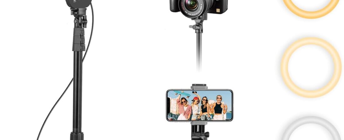 Aureday 14” Selfie Ring Light with 62” Tripod Stand and Phone Holder, Dimmable LED Phone Ringlight for Makeup/Video Recording/Photography, Circle Lighting for All Cell Phones&Lightweight Cameras