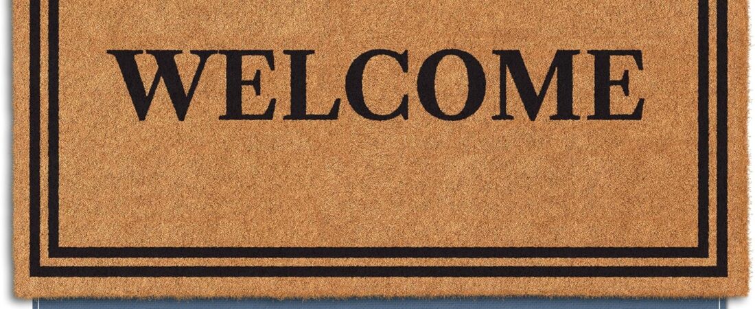 Barnyard Designs Natural Coco Coir Heavy Duty Backing Doormat – Large Cute Non-Slip Front Door Welcome Mat for Outside Entrance or Porch Entry, Brown (17×30, Welcome)