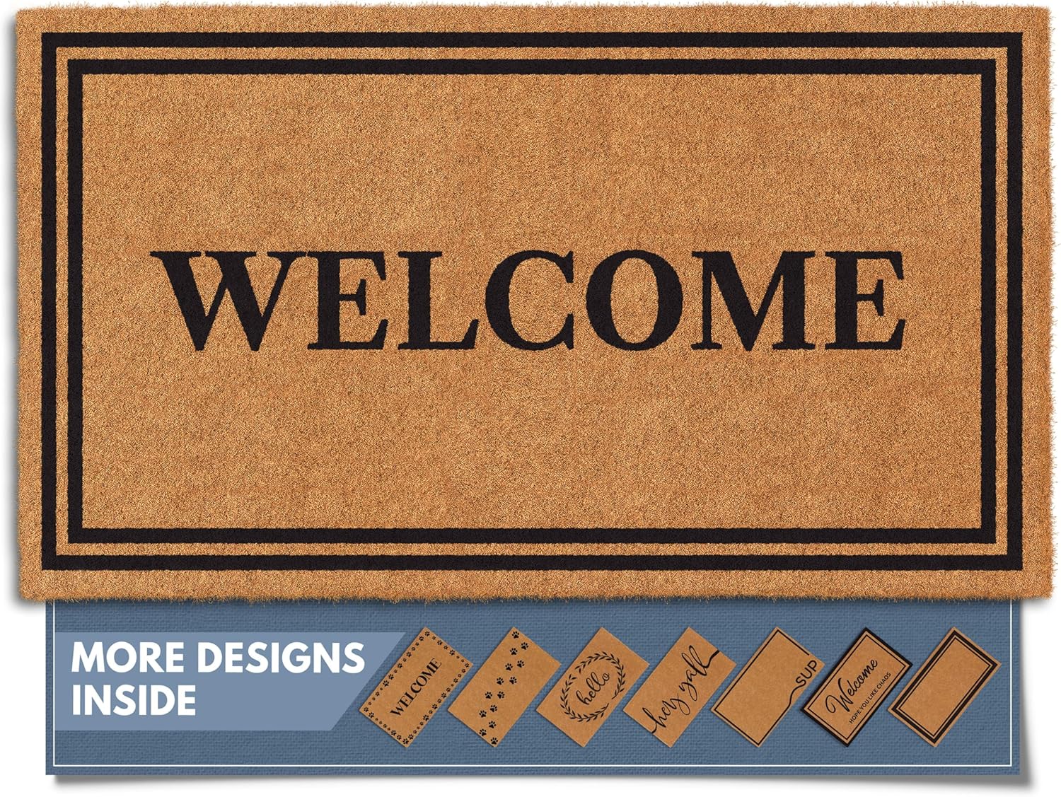 Barnyard Designs Natural Coco Coir Heavy Duty Backing Doormat – Large Cute Non-Slip Front Door Welcome Mat for Outside Entrance or Porch Entry, Brown (17×30, Welcome) Barnyard Designs Natural Coco Coir Heavy Duty Backing Doormat – Large Cute Non-Slip Front Door Welcome Mat for Outside Entrance or Porch Entry, Brown (17×30, Welcome)