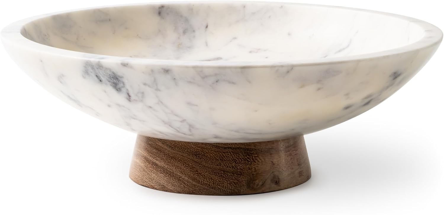 Cork & Mill Marble Decorative Bowl for Home Decor – Handcrafted Natural Stone with Acacia Wood Pedestal – Versatile 11″ Catch All for Entryway, Kitchen Fruit Bowl, Potpourri, Dining Table Centerpiece Cork & Mill Marble Decorative Bowl for Home Decor – Handcrafted Natural Stone with Acacia Wood Pedestal – Versatile 11″ Catch All for Entryway, Kitchen Fruit Bowl, Potpourri, Dining Table Centerpiece