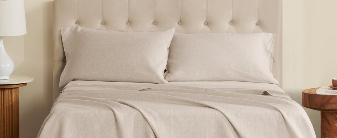 DAPU Pure Linen Sheets Set, 100% French Linen from Normandy, Breathable and Durable for Hot Sleepers, 4 Pcs Queen Size Sheets Set – 1 Flat Sheet, 1 Fitted Sheet, 2 Pillowcases (Natural Linen, Queen) DAPU Pure Linen Sheets Set, 100% French Linen from Normandy, Breathable and Durable for Hot Sleepers, 4 Pcs Queen Size Sheets Set – 1 Flat Sheet, 1 Fitted Sheet, 2 Pillowcases (Natural Linen, Queen)