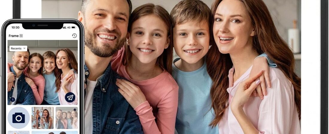 Digital Picture Frame, 10.1 Inch Picture Frame with 1280*800 HD IPS Touch Screen, Smart Digital Photo Frame Built-in 32GB Memory, Auto-Rotate Easy Setup to Share Photos or Videos via AiMOR APP (Black)