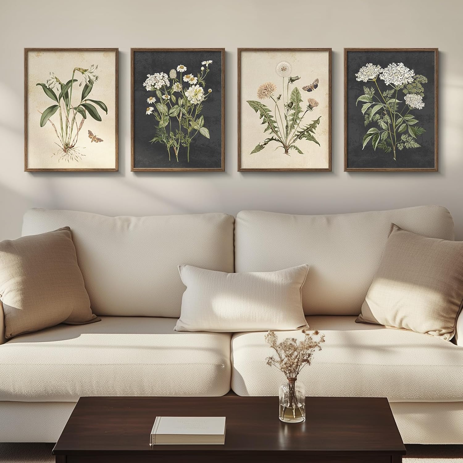 Framed Botanical Wall Art for Living Room, 4 Piece Rustic Floral Canvas Paintings Prints ArtWork for Walls, Vintage Flower Butterfly Pictures for Farmhouse Dining Room Hallway Bedroom Kitchen Bathroom Wall Decor Framed Botanical Wall Art for Living Room, 4 Piece Rustic Floral Canvas Paintings Prints ArtWork for Walls, Vintage Flower Butterfly Pictures for Farmhouse Dining Room Hallway Bedroom Kitchen Bathroom Wall Decor
