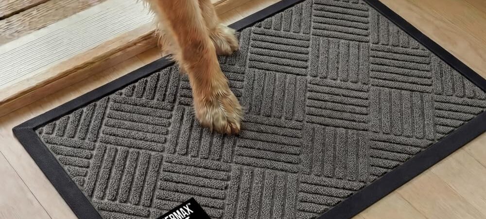 GORILLA GRIP 100% Waterproof All-Season WeatherMax Doormat US Designed Natural Rubber, Stain Fade Resistant, Low Profile Indoor Outdoor Door Mats, Easy Clean, 17×29 Gray Diamond GORILLA GRIP 100% Waterproof All-Season WeatherMax Doormat US Designed Natural Rubber, Stain Fade Resistant, Low Profile Indoor Outdoor Door Mats, Easy Clean, 17×29 Gray Diamond