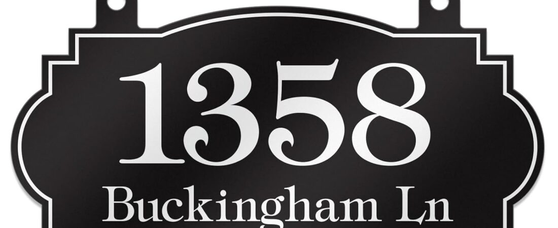 Hanging Address Sign, Custom House Number Sign, Mailbox Numbers for Outside, Metal Address Plaques, Single or Double Sided, Super Reflective, Display Your Address and Street Name (S01)