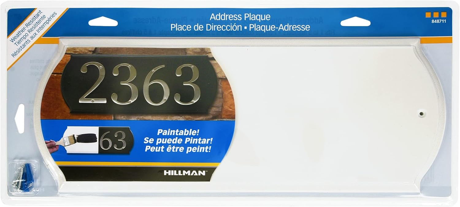 Hillman 848711 Paintable Address Plaque, White 6″ x 16″