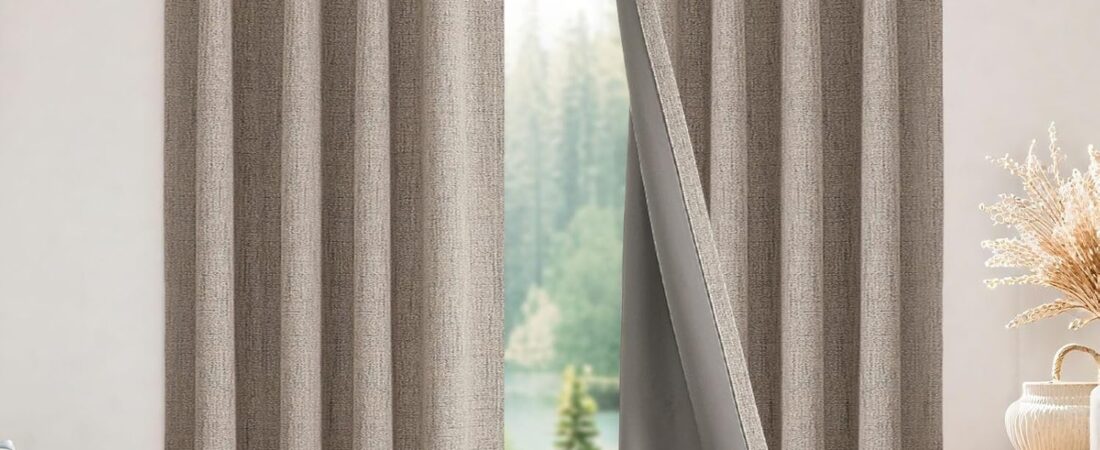 Joydeco Blackout Curtains for Bedroom – Nature Linen 84 Inch Long 100% Light Blocking 2 Panels Set, Rod Pocket & Back Tabs Living Room Drapes, Thermal Insulated Room Darkening Window Curtains