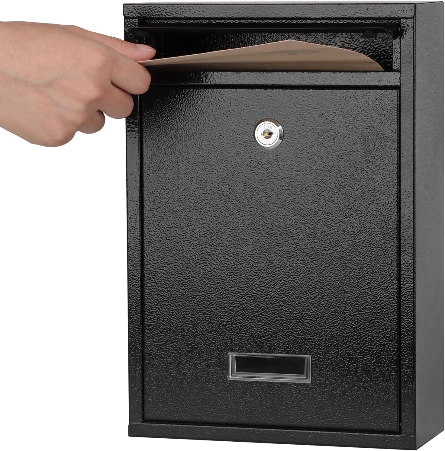 KYODOLED Key Lock Mailboxes for Outside, Locking Wall Mount Mailbox, Security Key Drop Box for Letters, Cash, Cards, Steel Mail Box for House Office School, 12.4H x 8.54L x 3.35W Inches, Black KYODOLED Key Lock Mailboxes for Outside, Locking Wall Mount Mailbox, Security Key Drop Box for Letters, Cash, Cards, Steel Mail Box for House Office School, 12.4H x 8.54L x 3.35W Inches, Black