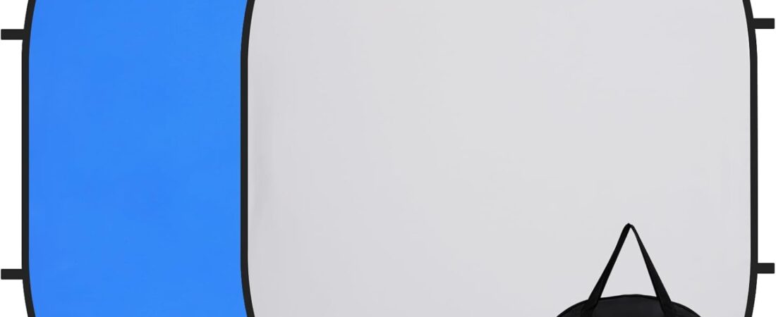 Kate Collapsible Pop-Up Backdrop for Self-Tape Auditions, Professional Headshots, Video Conferencing & Live Streaming – Portable Photography Background (5’x6.5′ / 1.5x2m, Blue/Gray)