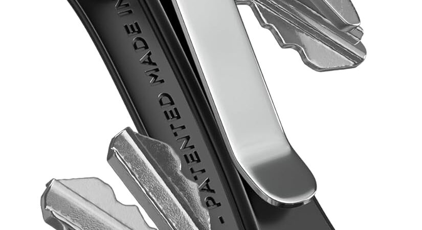 KeySmart Rugged – Multitool Key Holder for Keychain w/Bottle Opener and Pocket Clip, Organizer for Keys, EDC Keychains, Ring for Car Fobs Key Chains, Expandable (Up to 14 Keys, Black)