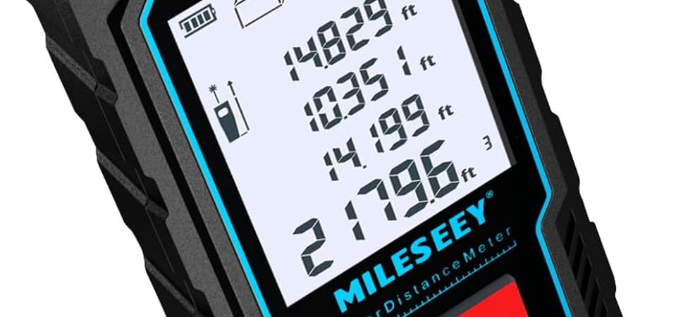 Laser Measure Device, MiLESEEY 229ft Digital Laser Tape Measure with Upgrade Electronic Angle Sensor, 2mm Accuracy, Area Measurement,Volume and Pythagoras, 2″ LCD Backlit,Mute, Battery Included Laser Measure Device, MiLESEEY 229ft Digital Laser Tape Measure with Upgrade Electronic Angle Sensor, 2mm Accuracy, Area Measurement,Volume and Pythagoras, 2″ LCD Backlit,Mute, Battery Included