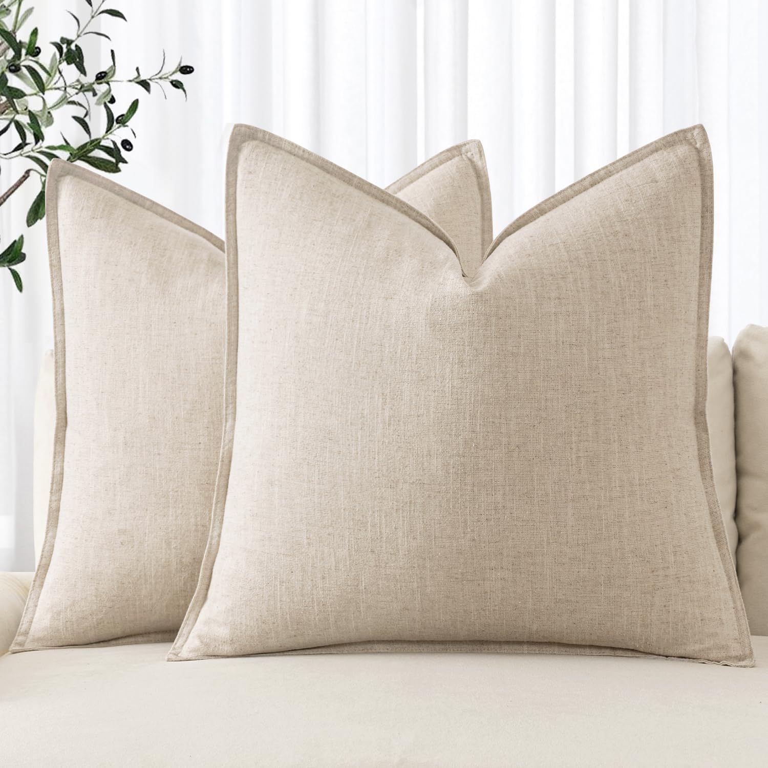 MIULEE Decorative Linen Pillow Covers 18×18 Inch Natural Beige Boho Farmhouse Neutral Couch Throw Pillows for Bed Pack of 2 Accent Modern Pillowcase Sofa Livingroom Home Decor MIULEE Decorative Linen Pillow Covers 18×18 Inch Natural Beige Boho Farmhouse Neutral Couch Throw Pillows for Bed Pack of 2 Accent Modern Pillowcase Sofa Livingroom Home Decor