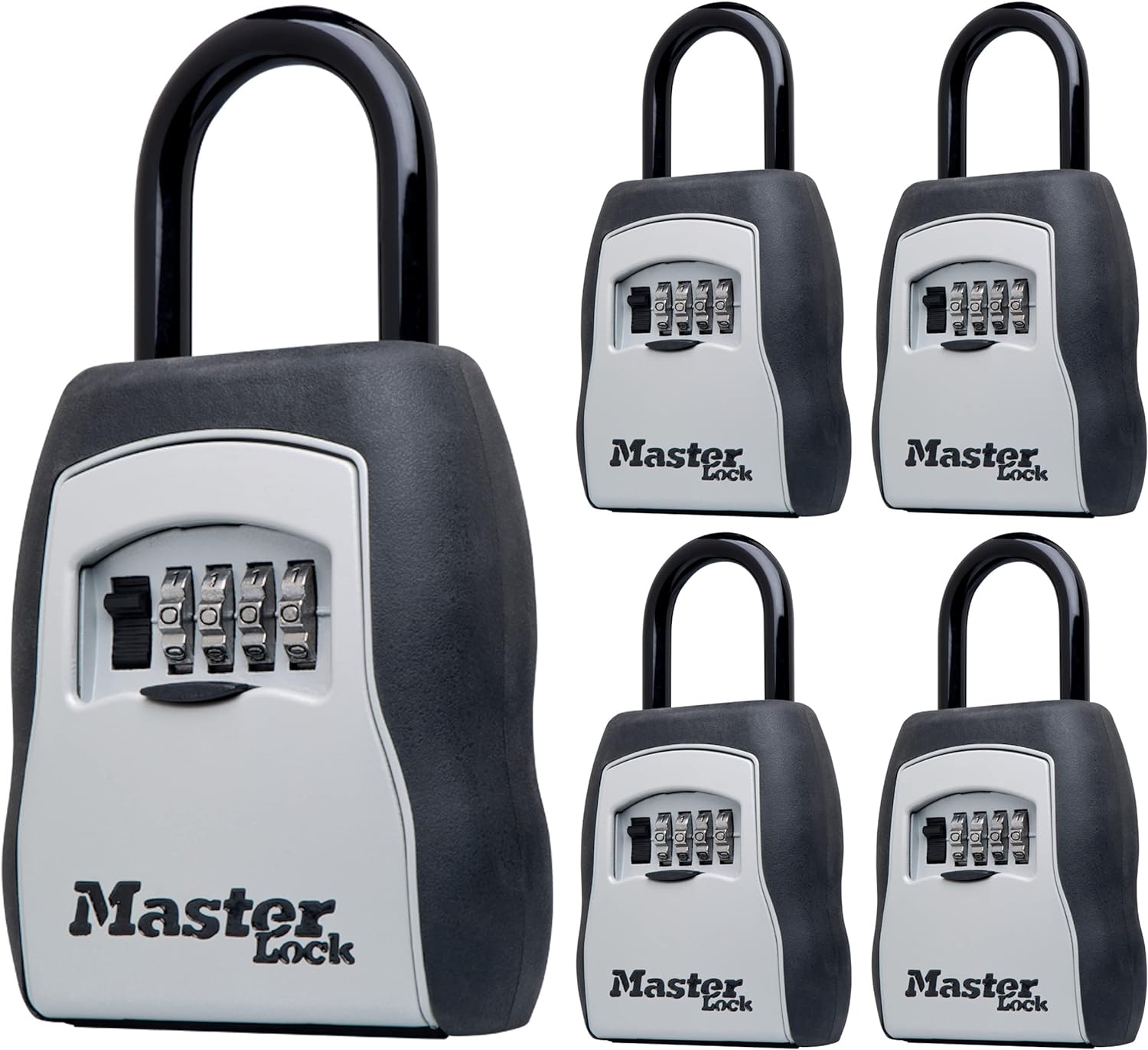 Master Lock Key Lock Box with Code, Outdoor Lock Box for Realtors, Property Managers and Landlords, Ideal for Short-Term Rentals, Key Safe Holds 5 Keys, 5 Pack, 5400EC5