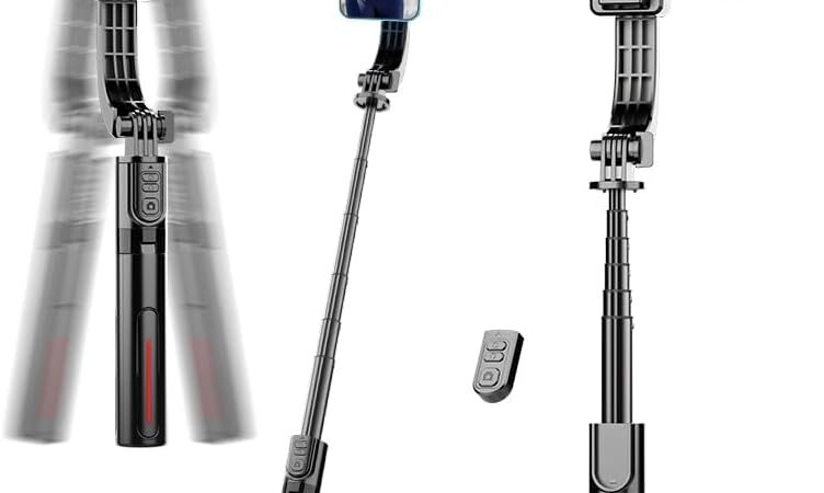Phone Gimbal Stabilizer for Phone,Selfie Stick & Tripod with Remote Control | One-Touch Horizontal/Vertical Switch & 360° Rotation | Portable Design | Ideal for TikTok, YouTube, Vlog, Live Streaming