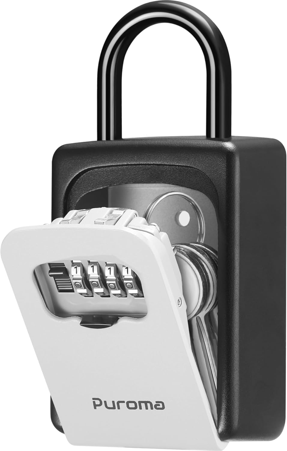 Puroma Lock Box, Large Key Lock Box Resettable Combination Code Lockbox, Portable Wall Mount Lockbox Security Safe Box for Outside Outdoor Home Office Door Handle House Key, Gray (1 Pack)