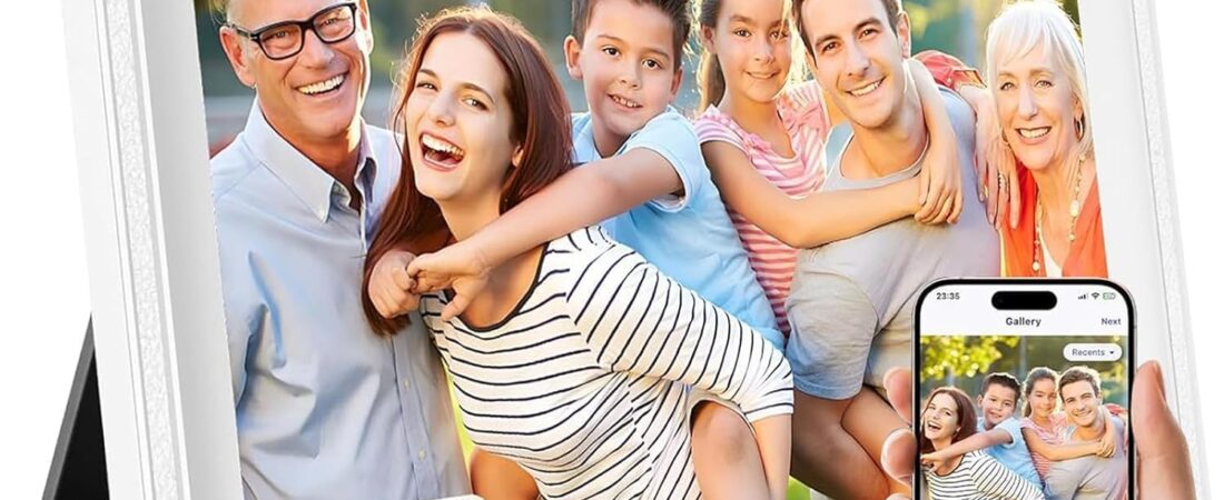 Smart White Digital Picture Frame WiFi Send Photos from Your Phone 16GB Storage 10.1inch 1280×800 IPS Touch Screen Digital Photo Frame Auto-Rotate Wall Mountable Photo Picture Frame Digital