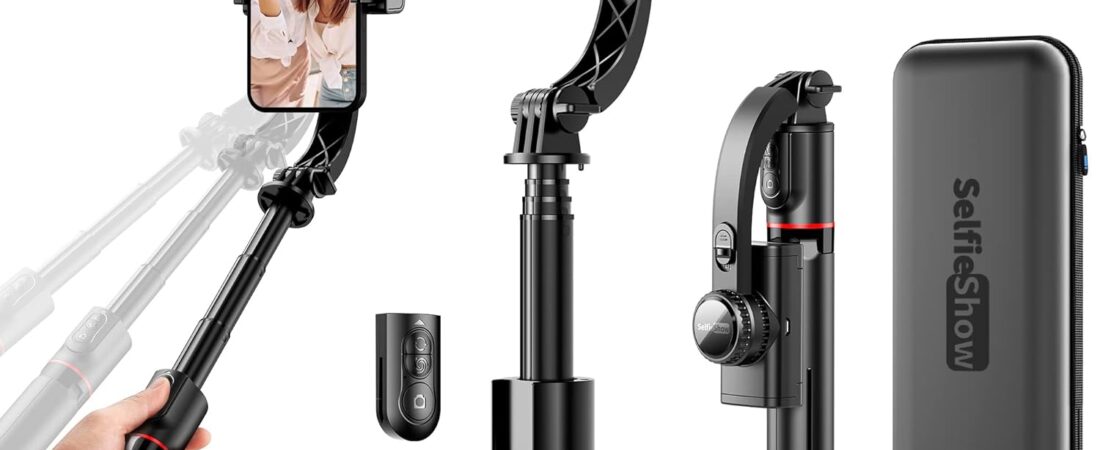 Smartphone Gimbal Stabilizer with Remote, Aluminum Extendable Selfie Stick Tripod, 360° Automatic Rotation, Auto Balance for Live Video Recording, Vlogging, YouTube Compatible with iPhone and Android