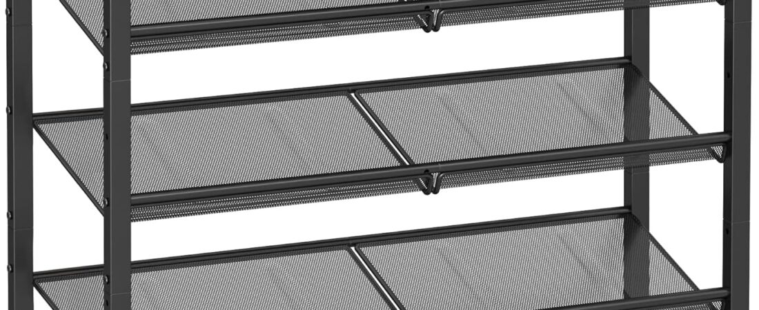 VASAGLE Shoe Rack for Entryway, 5-Tier Shoe Rack Organizer with Storage Shelves and Spacious Top, Freestanding, Adjustable, Industrial, Rustic Brown and Ink Black ULBS038B01 VASAGLE Shoe Rack for Entryway, 5-Tier Shoe Rack Organizer with Storage Shelves and Spacious Top, Freestanding, Adjustable, Industrial, Rustic Brown and Ink Black ULBS038B01