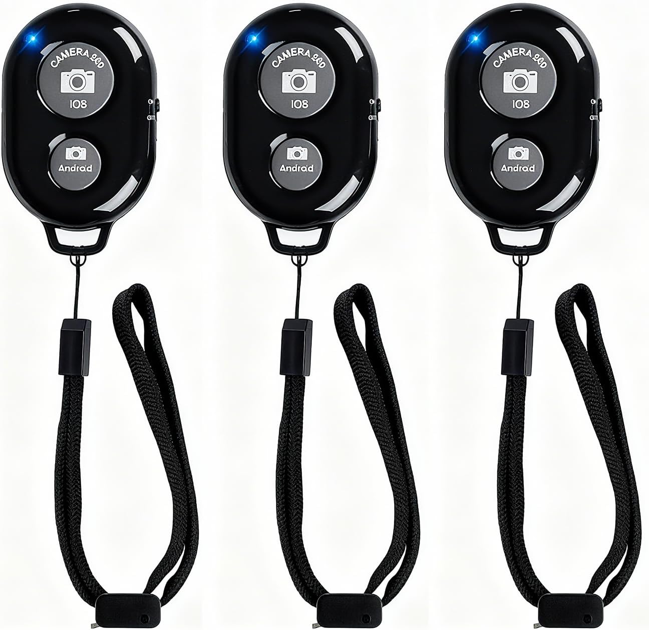 Wireless Remote Shutter for Cellphones and Tablets (3 Pack), AOQIYUE Bluetooth Remote for iPhone/Android Camera Control, Selfie Clicker for Photos and Videos – Wrist Strap Included